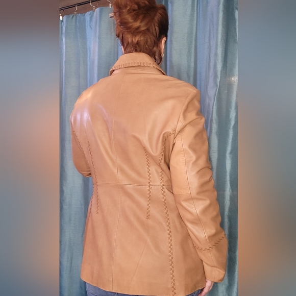 Vintage Anne Klein Tan Leather Jacket - Picture 5 of 10